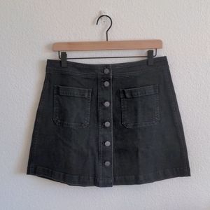 MADEWELL Stretch Denim A-Line Skirt, SZ 8 in Black
